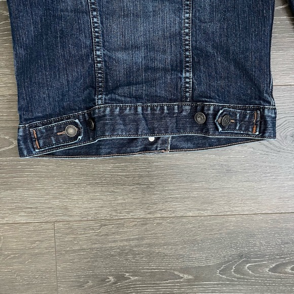 Old Navy jean jacket womens XS Trucker medium dark stretch denim Old School - Picture 7 of 12